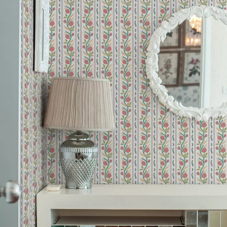 Fototapete Vertikale Streifen mit Korallenblüten und türkisfarbenen Blättern a00816 Fototapete Vertikale Streifen mit Korallenblüten und türkisfarbenen Blättern a00816