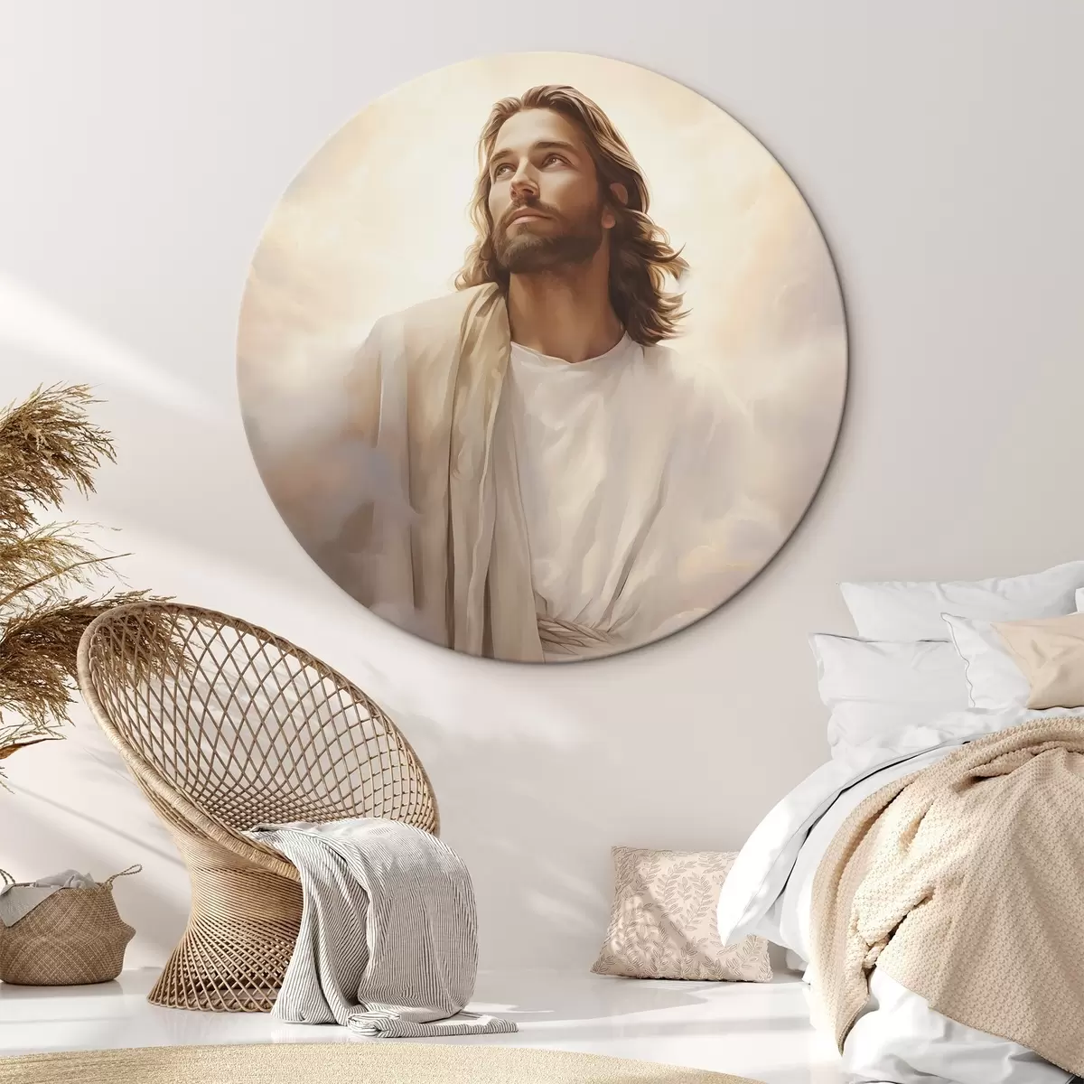 Runde Wandbilder Jesus zwischen den Wolken r46445