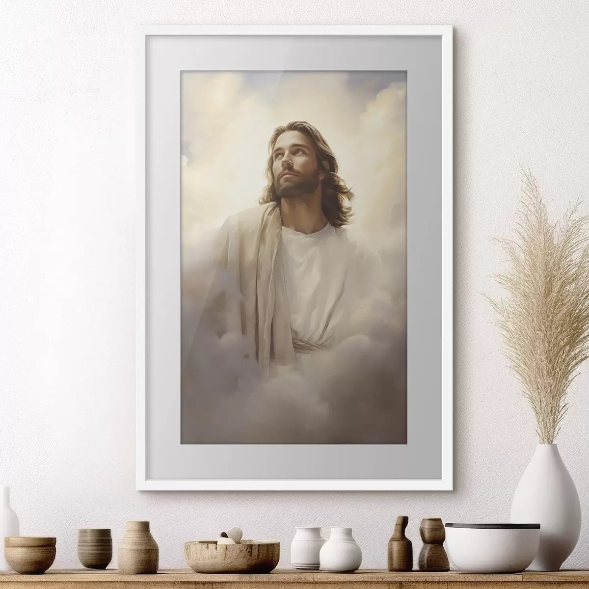 Poster Jesus zwischen den Wolken f46445