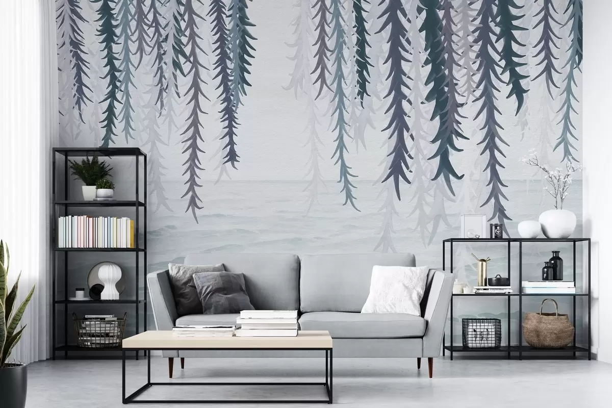 Fototapete Zarte Reben, die über Wasser hängen, im Aquarellstil w04830v3 Fototapete Zarte Reben, die über Wasser hängen, im Aquarellstil w04830v3