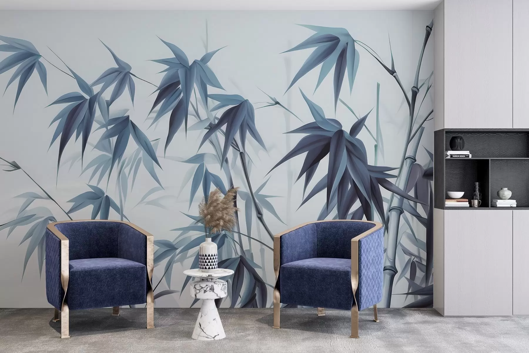 Fototapete Bambus auf einem hellen Aquarellhintergrund w04834v2