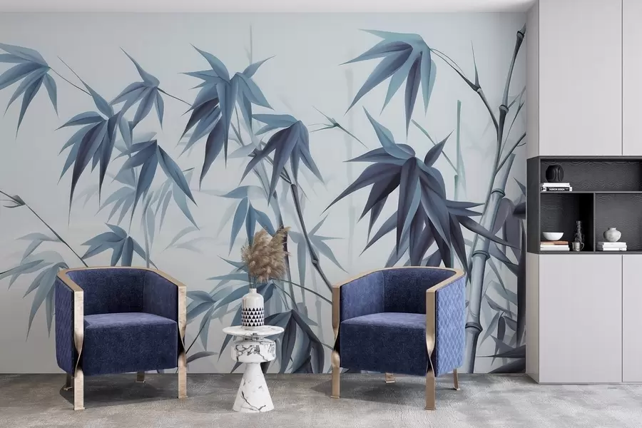 Fototapete Bambus auf einem hellen Aquarellhintergrund w04834v2