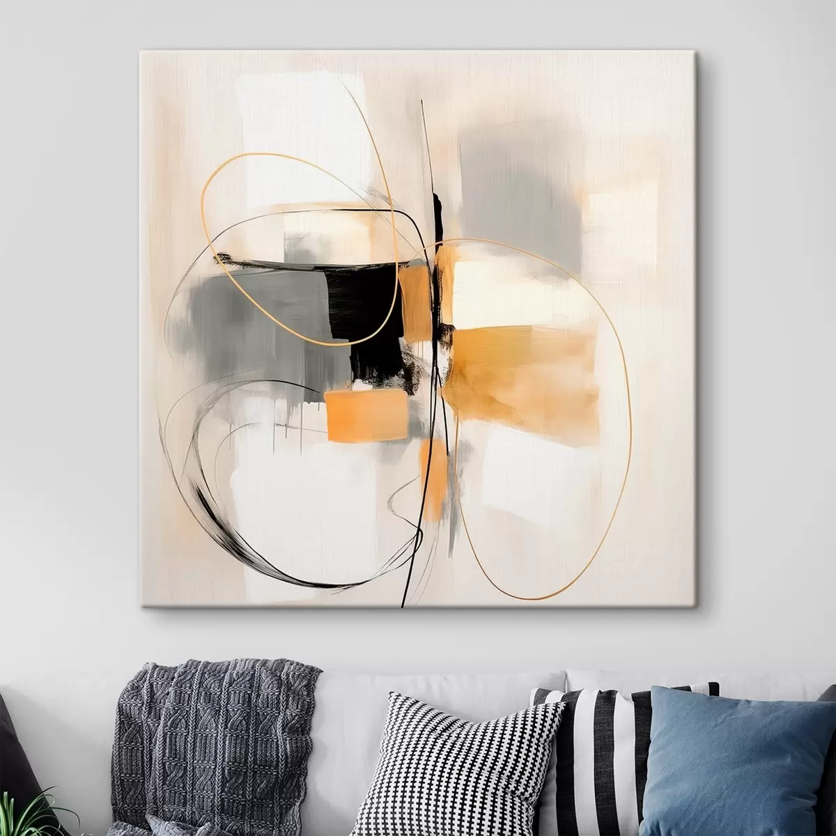 Fototapete Abstrakt, Linien und Formen im Ölstil s46322