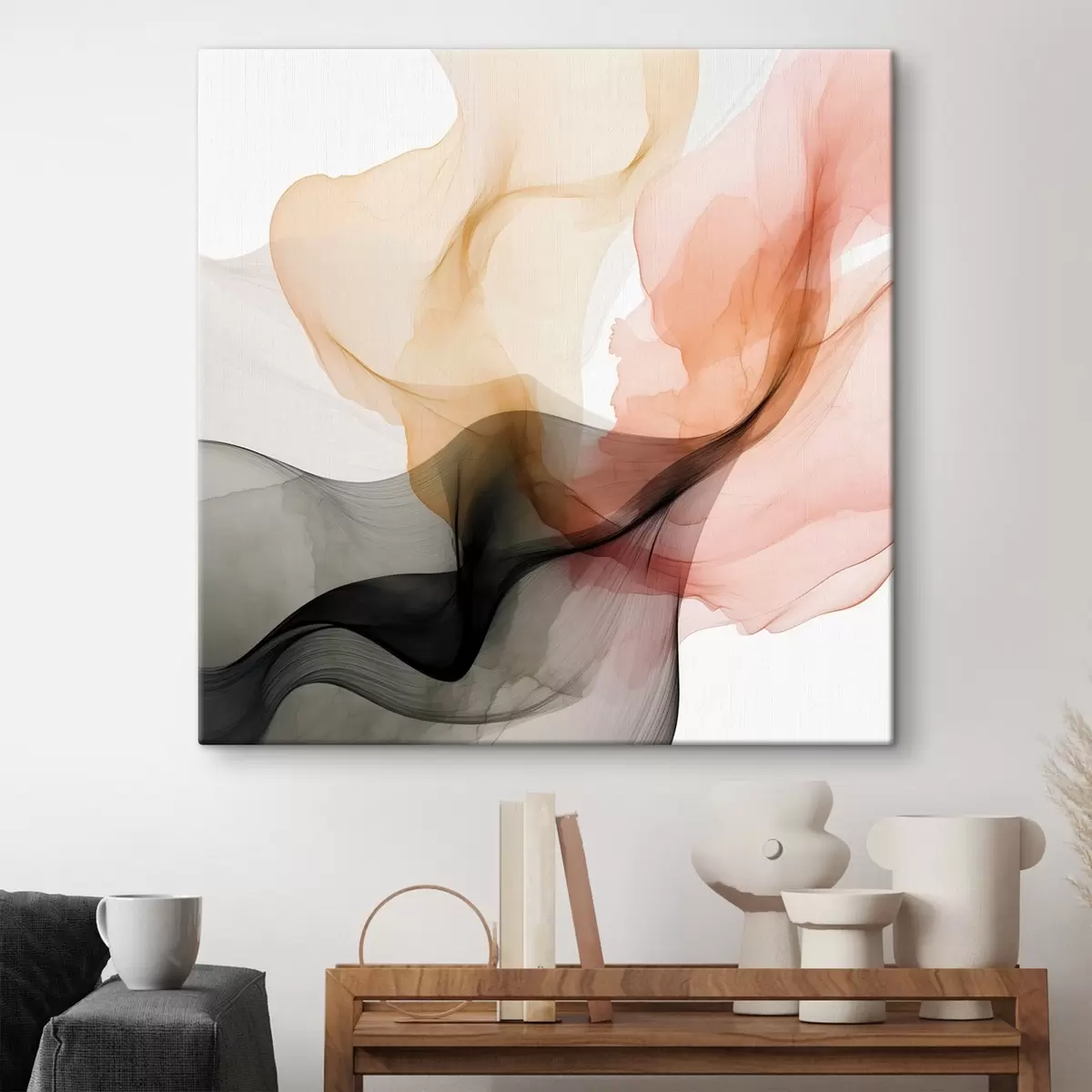 Fototapete Korallenrot und Grau verschmelzen zu einem zarten Stil s46333