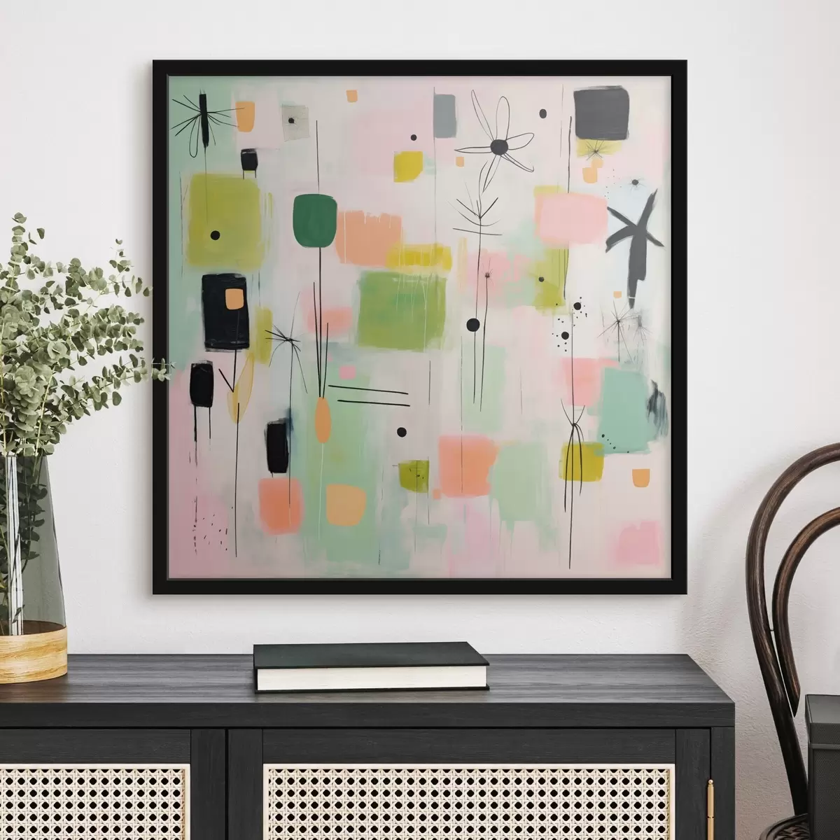 Poster Abstrakte Blumen, leichte Komposition im Ölstil f46325