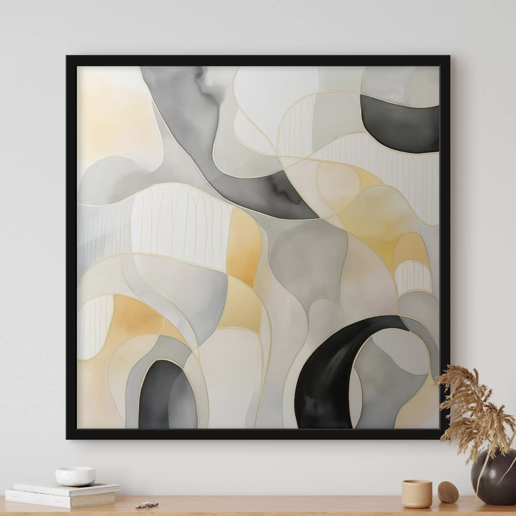 Fototapete Wellenförmige Formen im Alkohol-Tinten-Stil f46329