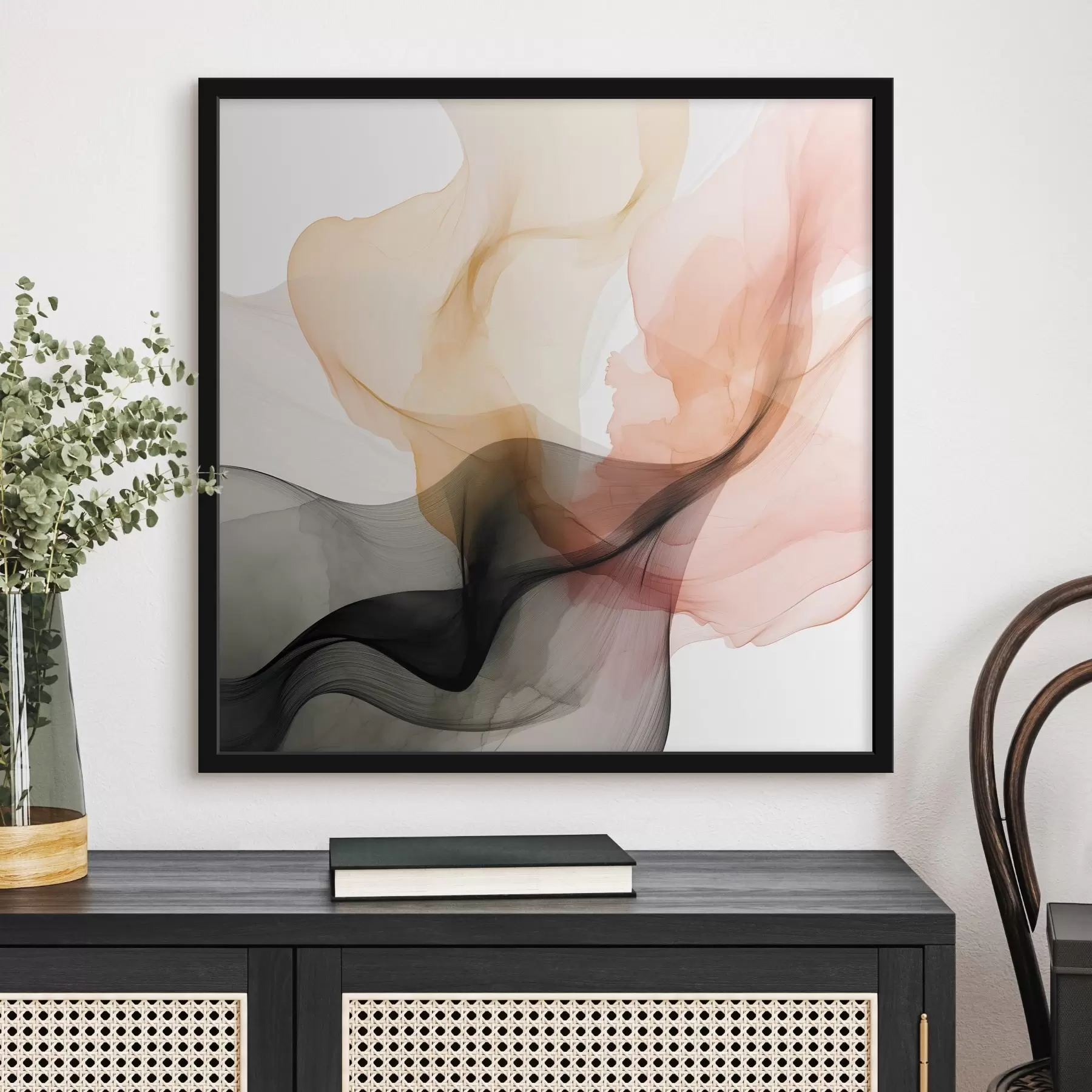 Fototapete Korallenrot und Grau verschmelzen zu einem zarten Stil f46333