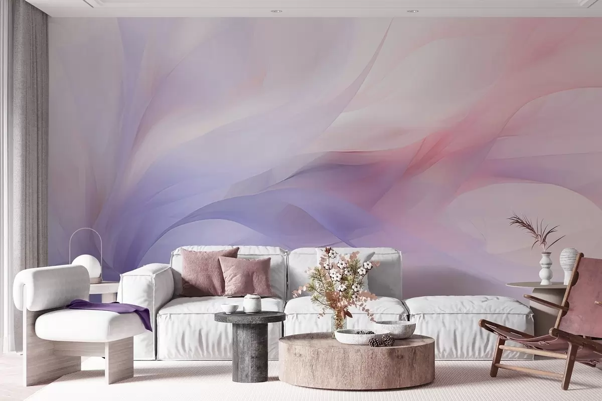 Fototapete Weiche abstrakte Wellen in Blau- und Rosatönen w09508 Fototapete Weiche abstrakte Wellen in Blau- und Rosatönen w09508