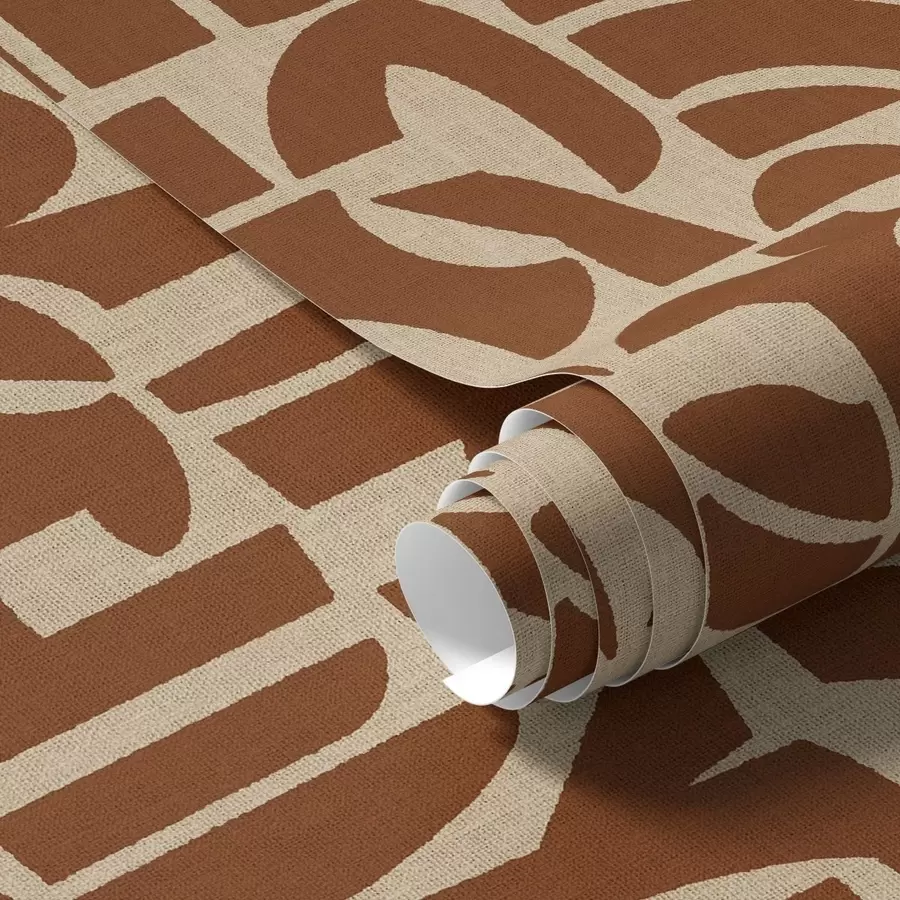 Fototapete Geometrische Formen aus Terrakotta auf Leinen a00774