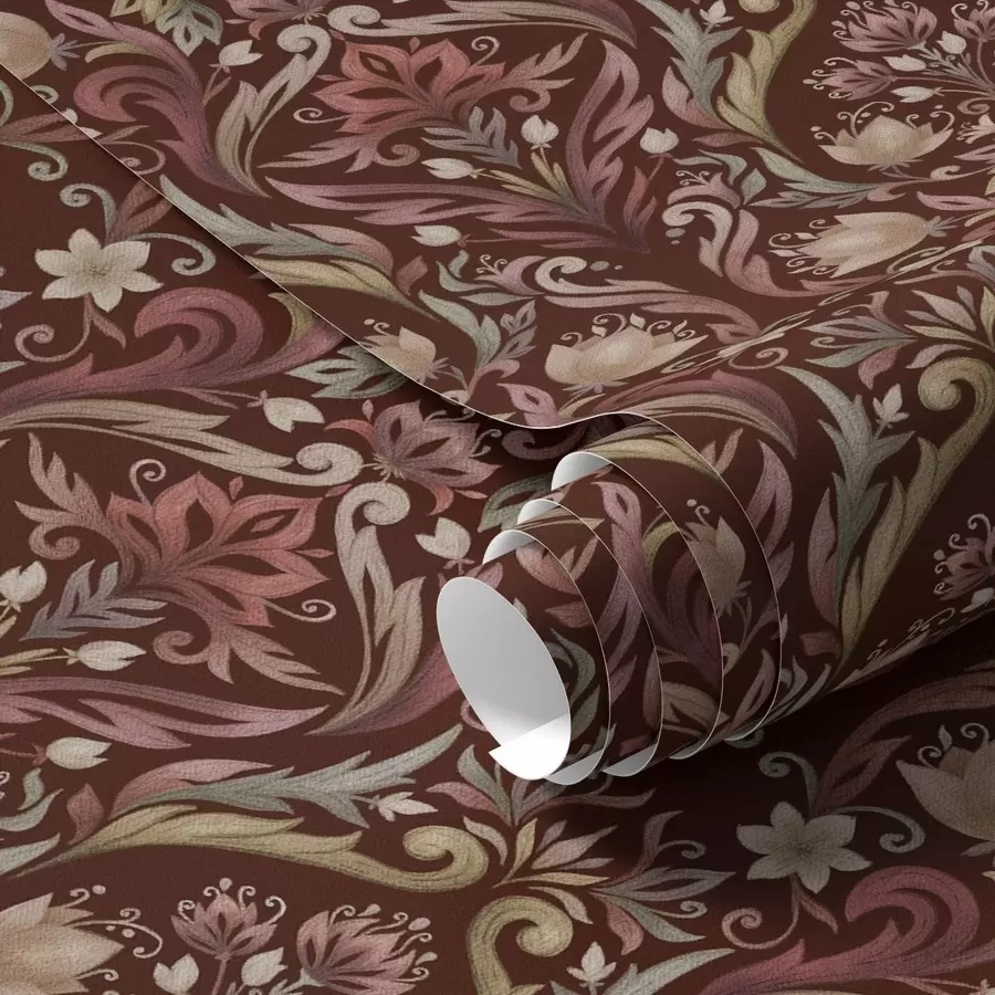 Fototapete Tulpenornament, satter burgunderroter Hintergrund a00827v2