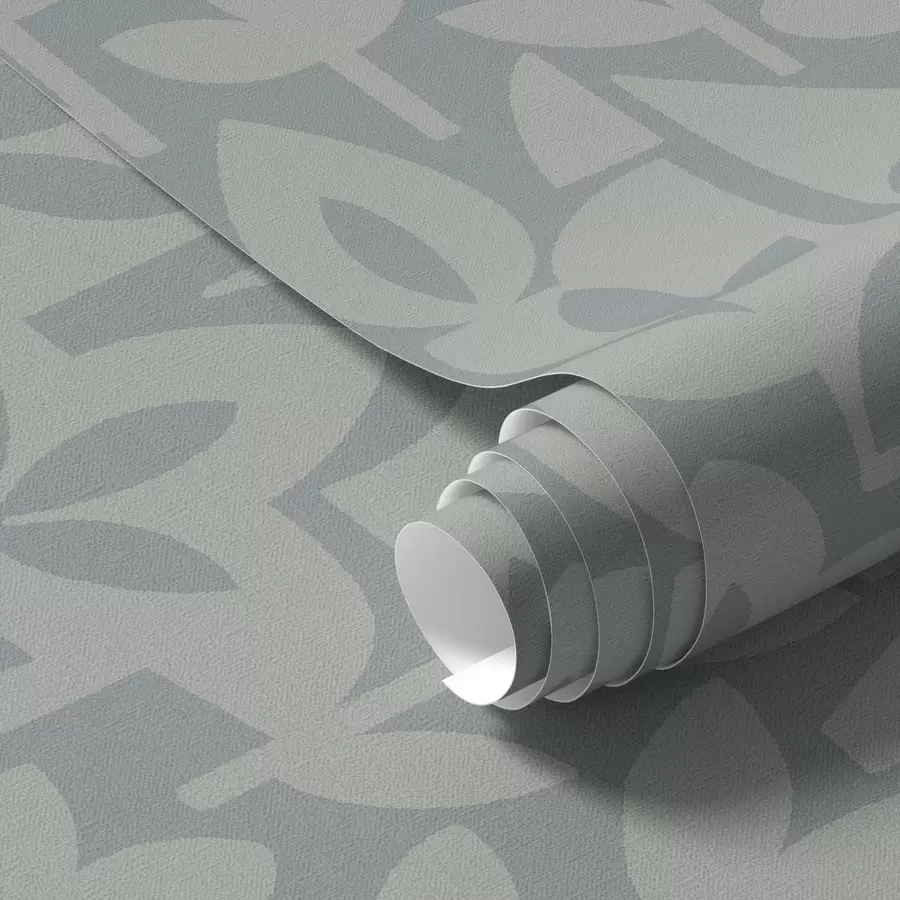 Fototapete Geometrische Blumensilhouetten in Schieferblau a00875