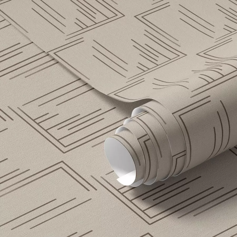 Fototapete Kakao-Linienarbeit Eckquadrate auf warmem Beige a00910