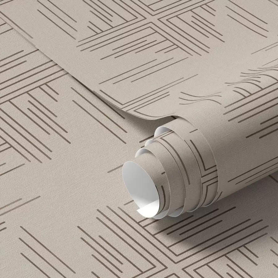 Fototapete Kakaolinienraster mit kleinen zentralen Kreuzen, beige a00911