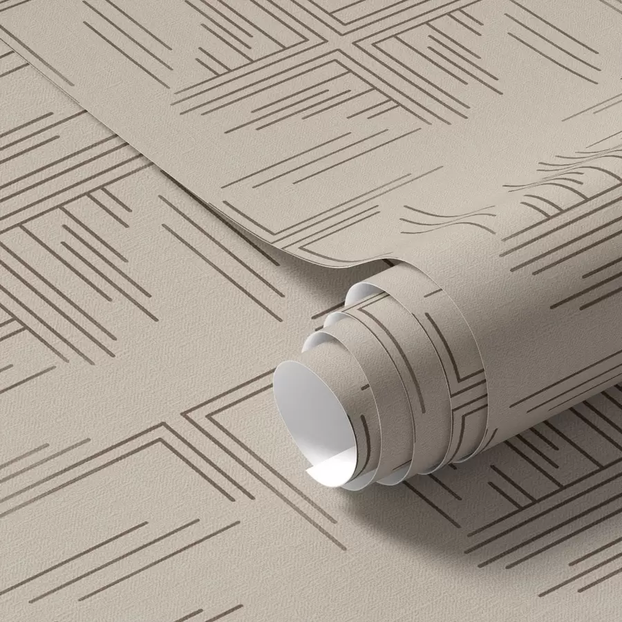 Fototapete Versetzte Kakaoschalen-Eckblöcke mit verstreuten Linienakzenten, beige a00912