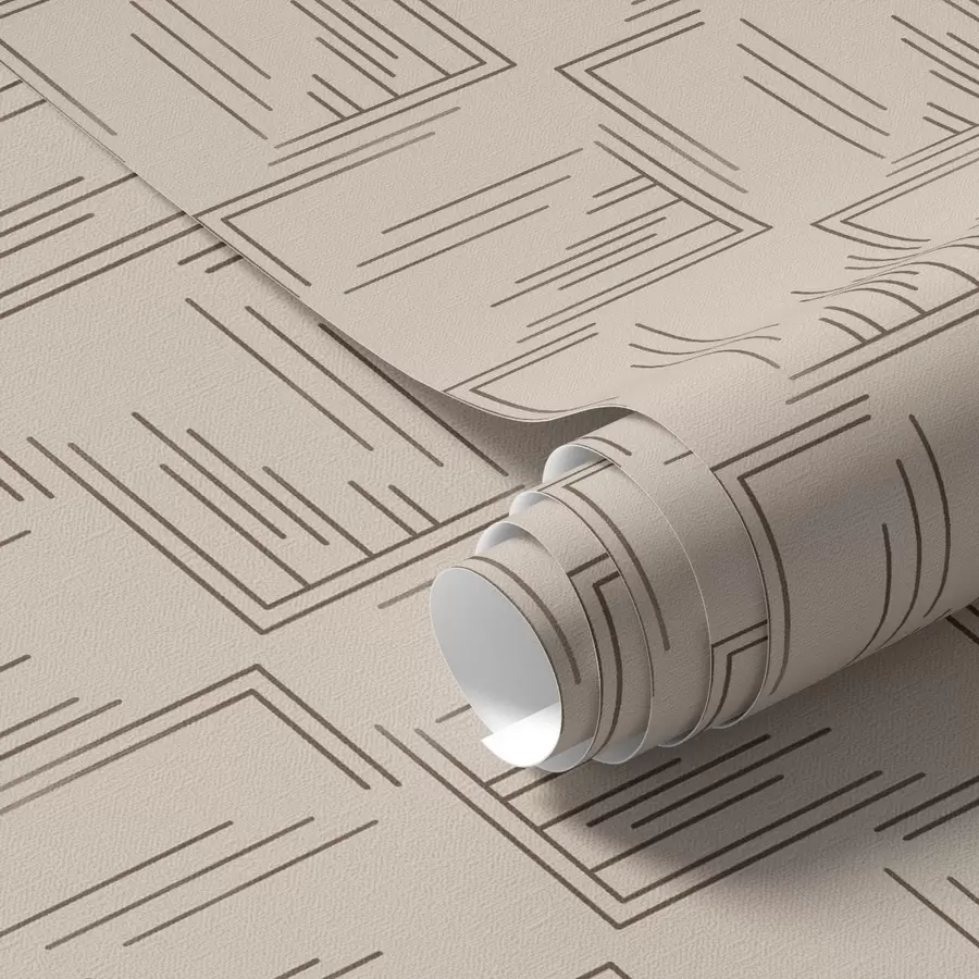 Fototapete Große Kakao-Eckquadrate mit unterschiedlichen Linienfüllungen, sandfarben a00913