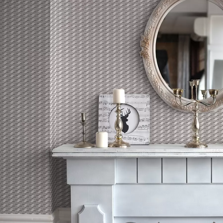 Fototapete Mauvefarbene modulare Fliesen mit verbundenen Halbkreisen a00915