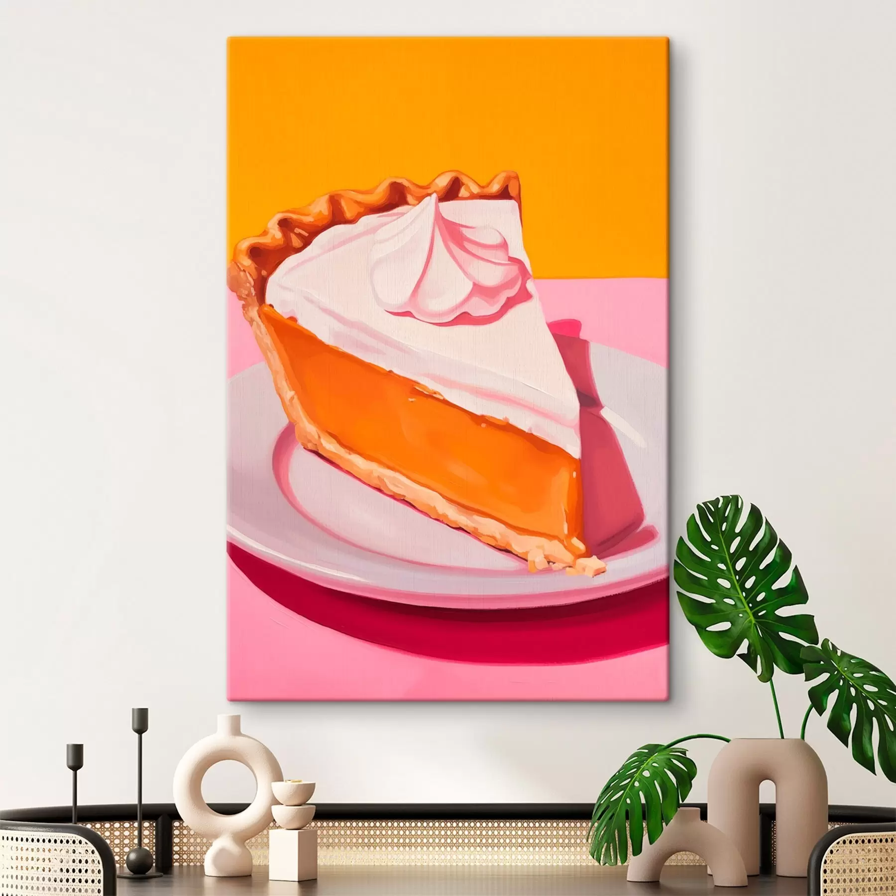 Fototapete Stück Kürbiskuchen. Pop-Art-Illustration s46462