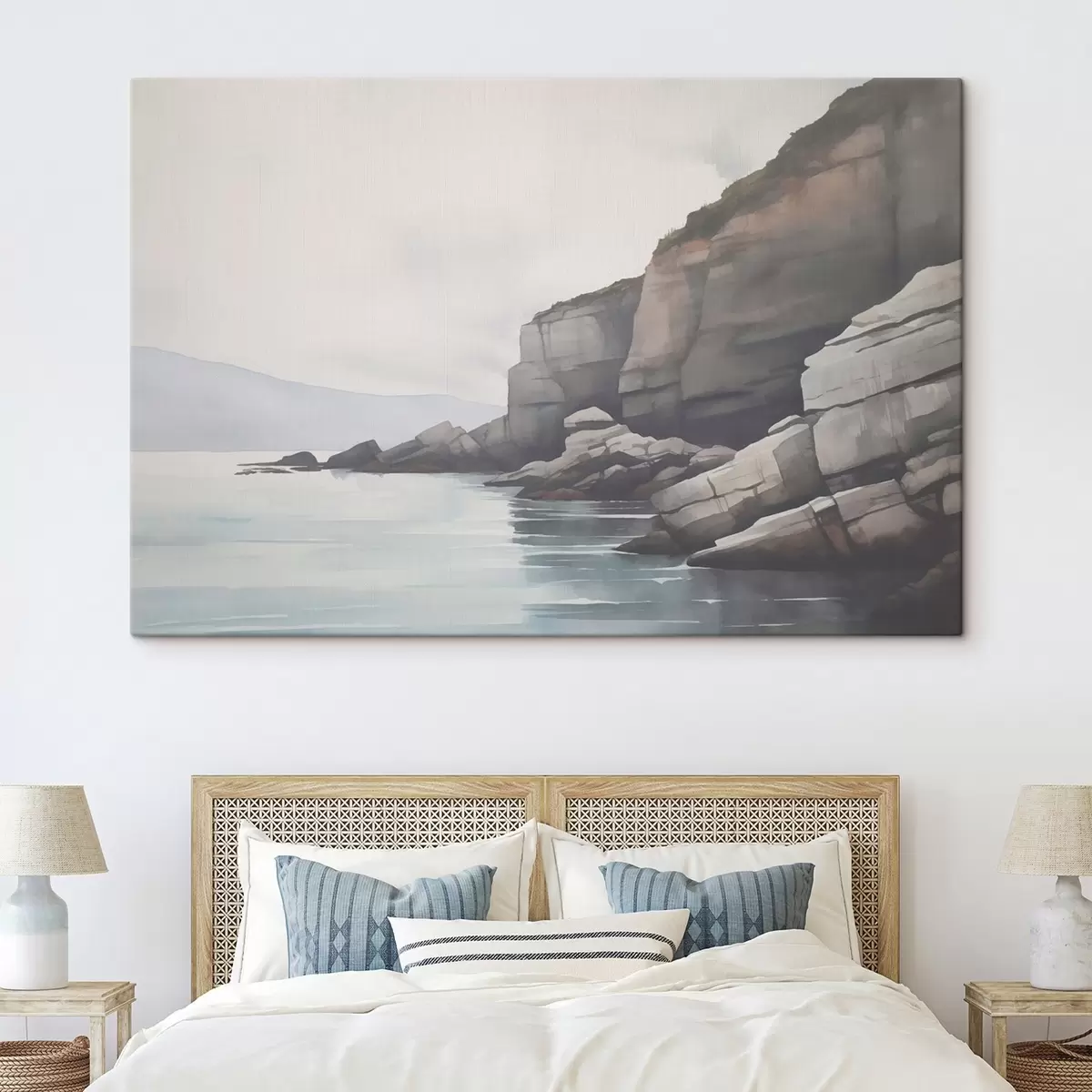 Fototapete Felsige Küste im Nebel s46464