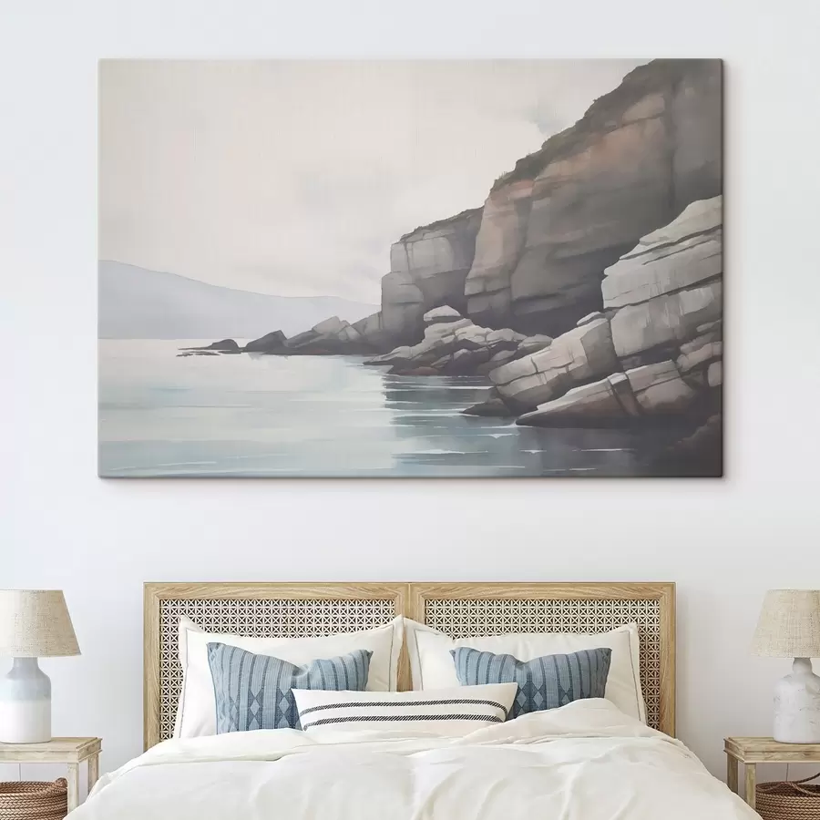 Fototapete Felsige Küste im Nebel s46464