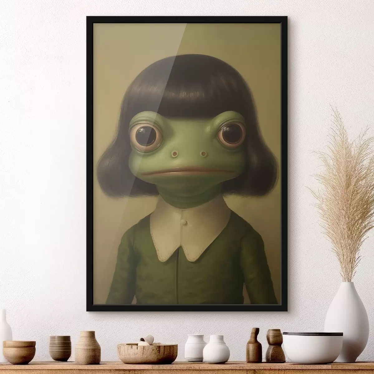 Poster Mädchenfrosch im Vintage-Stil f46458