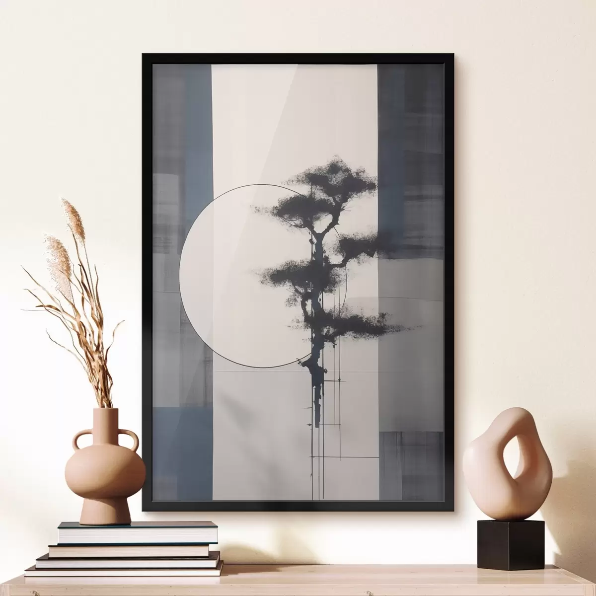Poster Abstraktion. Baum und Sonne. Japanischer Minimalismus f46463