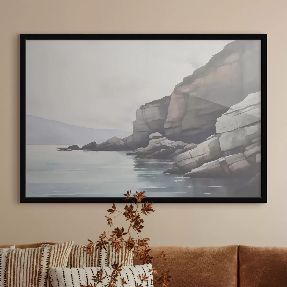 Poster Felsige Küste im Nebel f46464