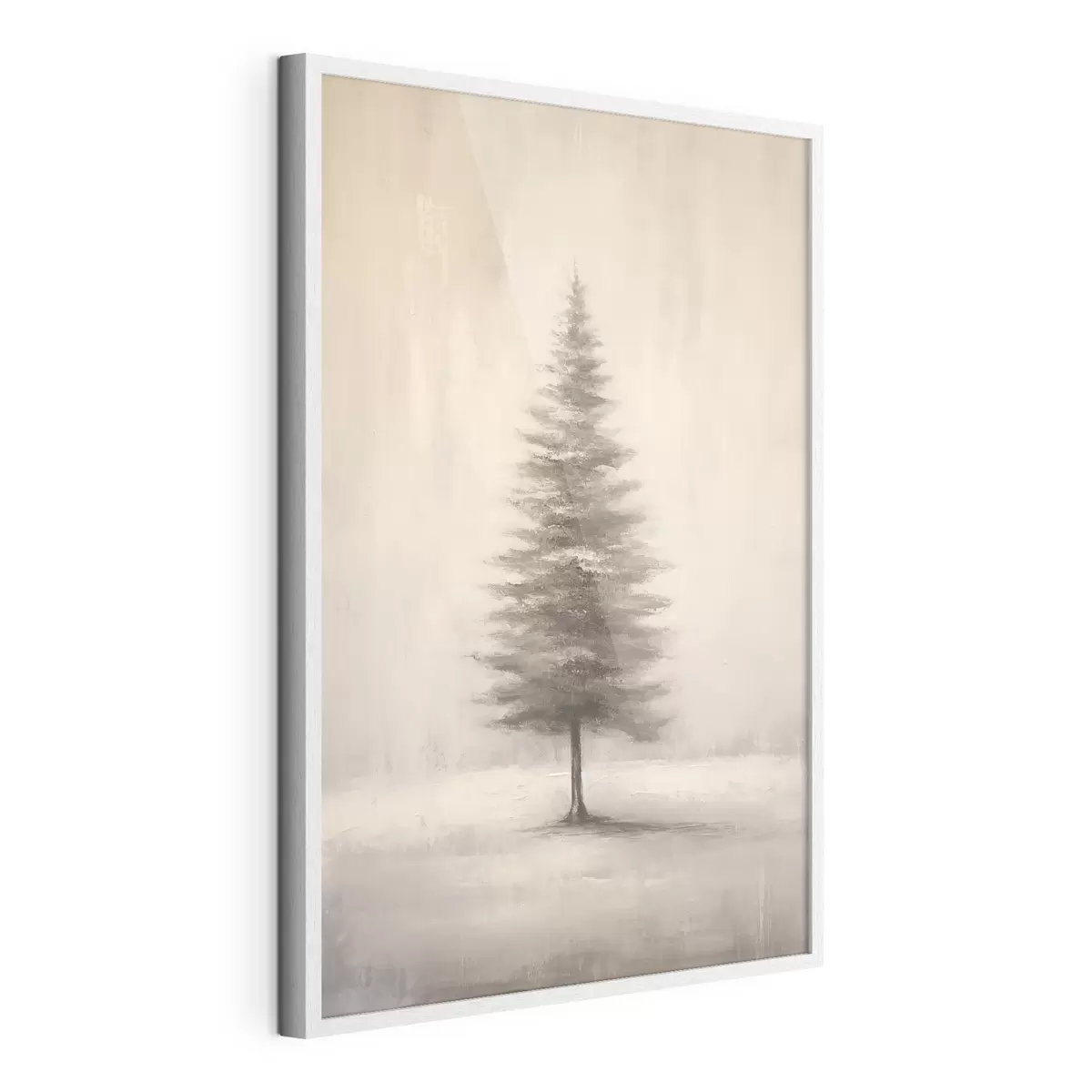 Poster Monochrome Tanne. Minimalistische Winterlandschaft f46465