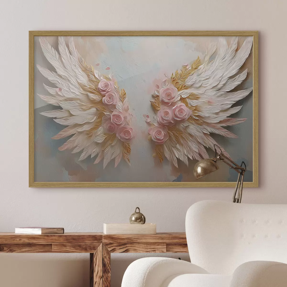 Poster Flügel in den Farben Gelb und Rosa f46551