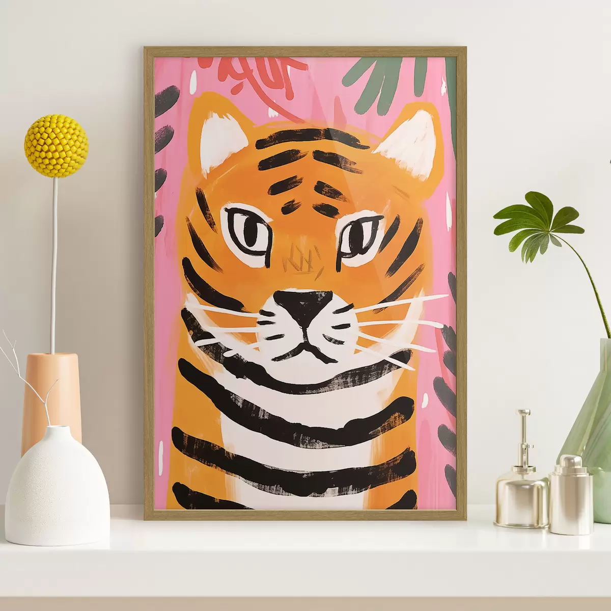 Poster Tiger im Gouache-Stil f46554