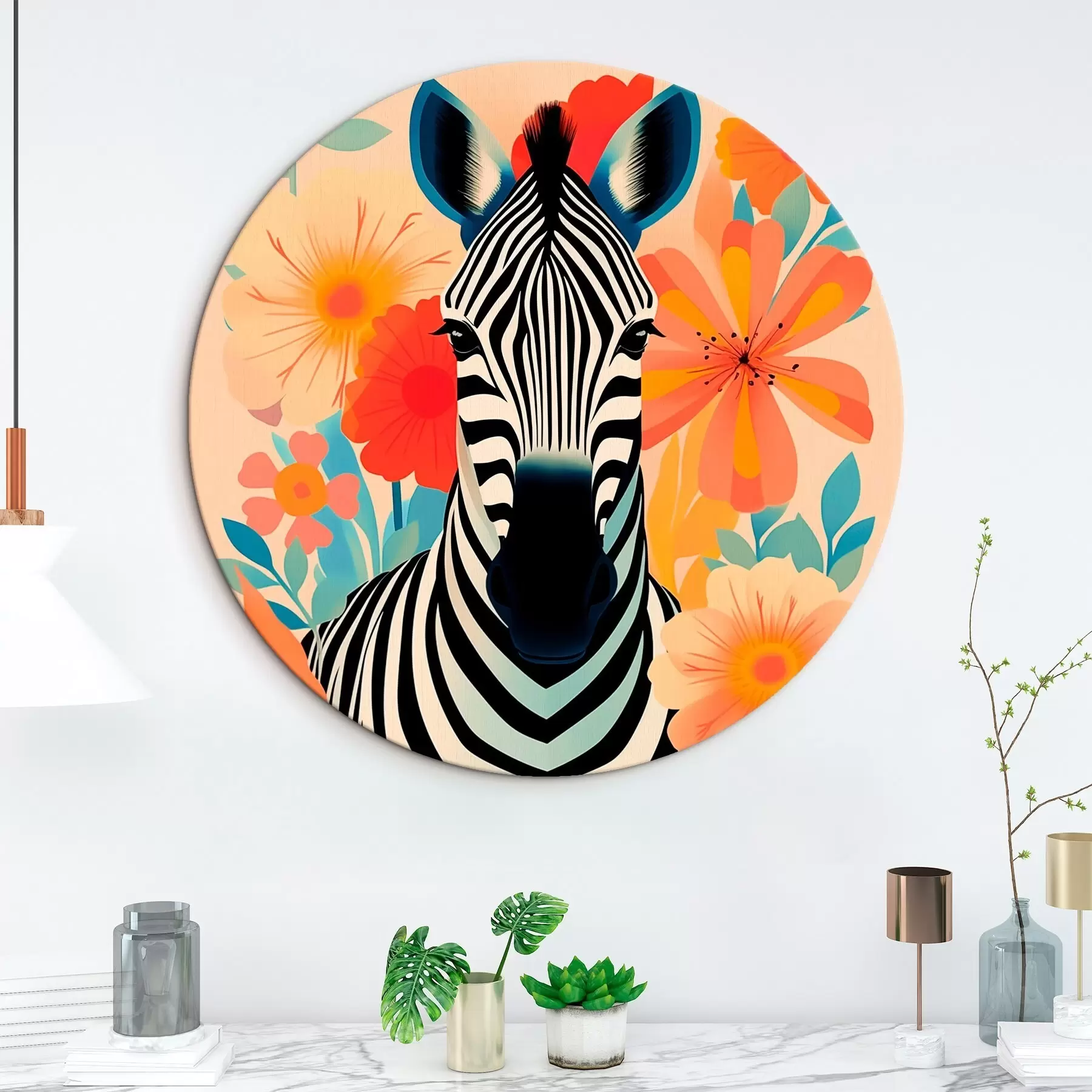 Fototapete Zebra zwischen Blumen r46457