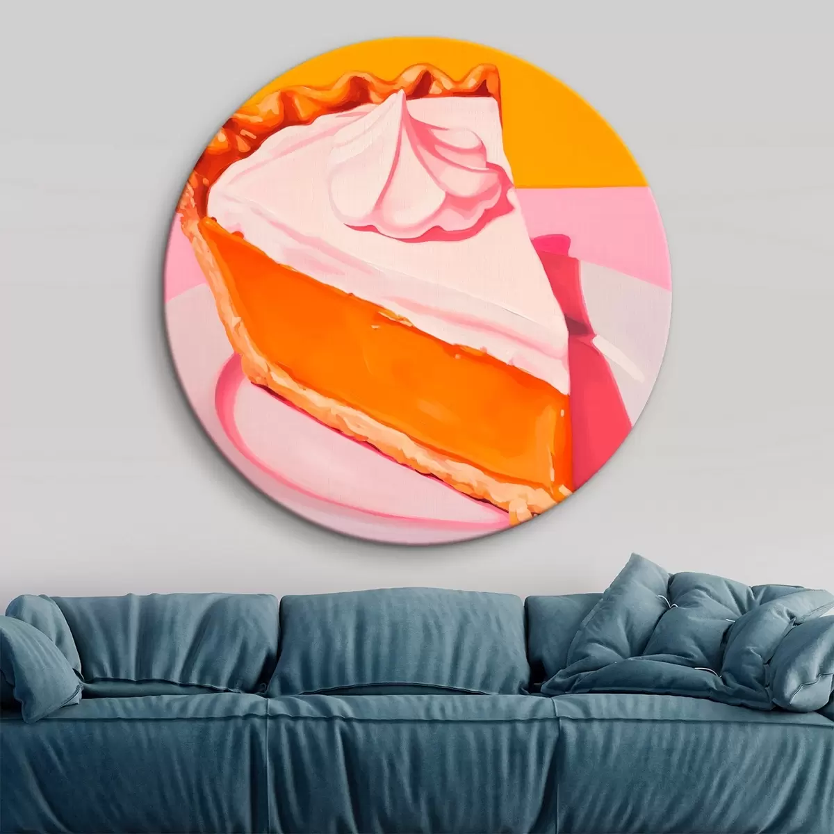 Runde Wandbilder Stück Kürbiskuchen. Pop-Art-Illustration r46462