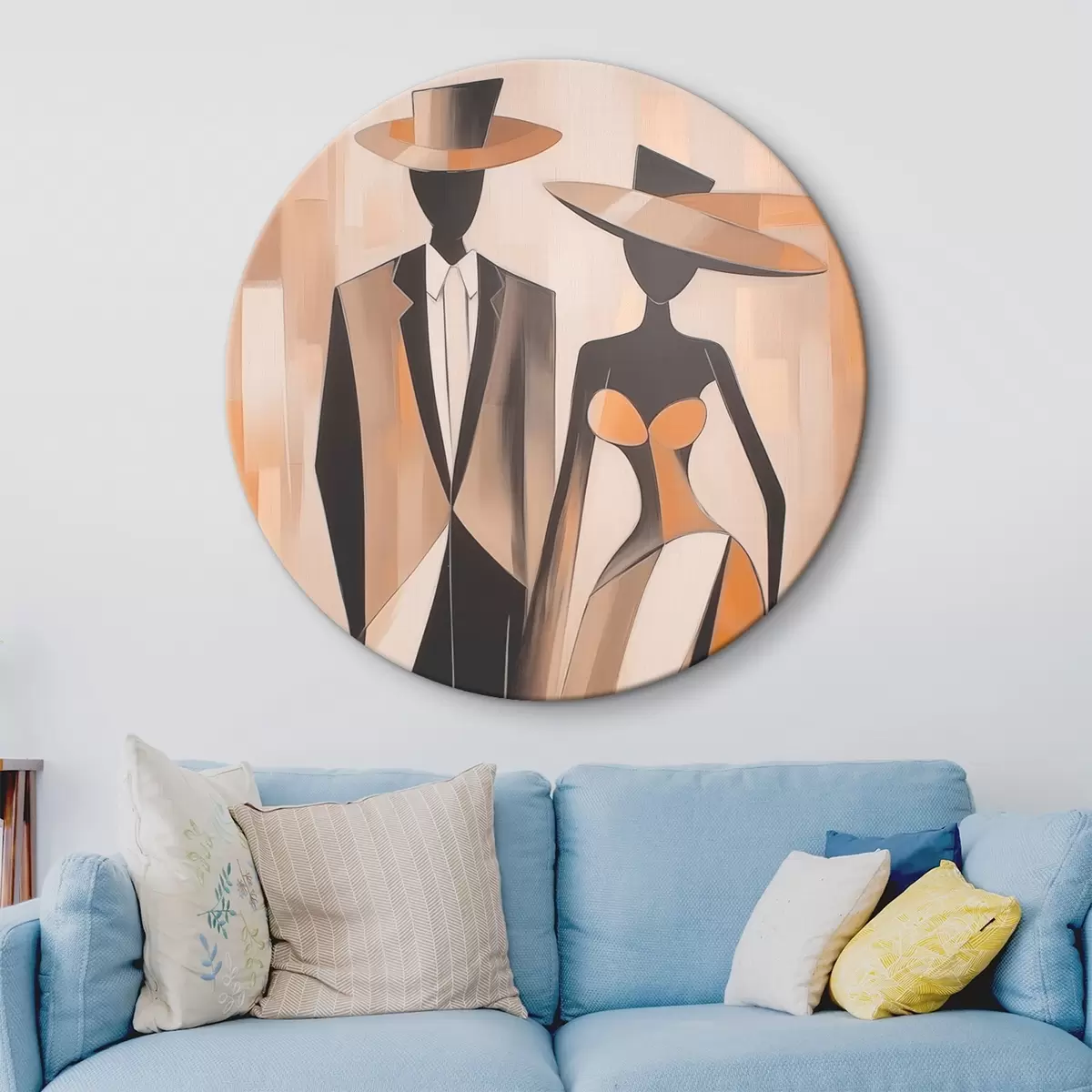 Runde Wandbilder Silhouetten eines Paares r46477