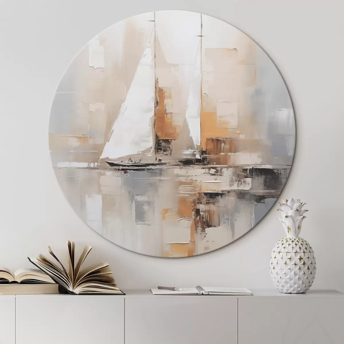Runde Wandbilder Segelboot-Abstraktion r46566