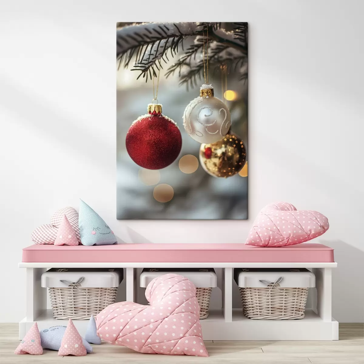 Fototapete Weihnachtskugeln s46588