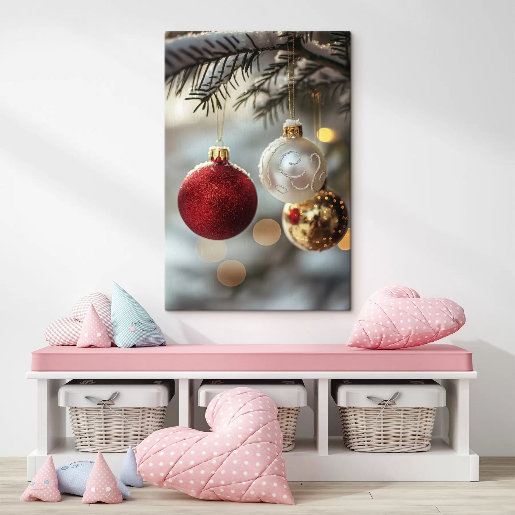 Fototapete Weihnachtskugeln s46588