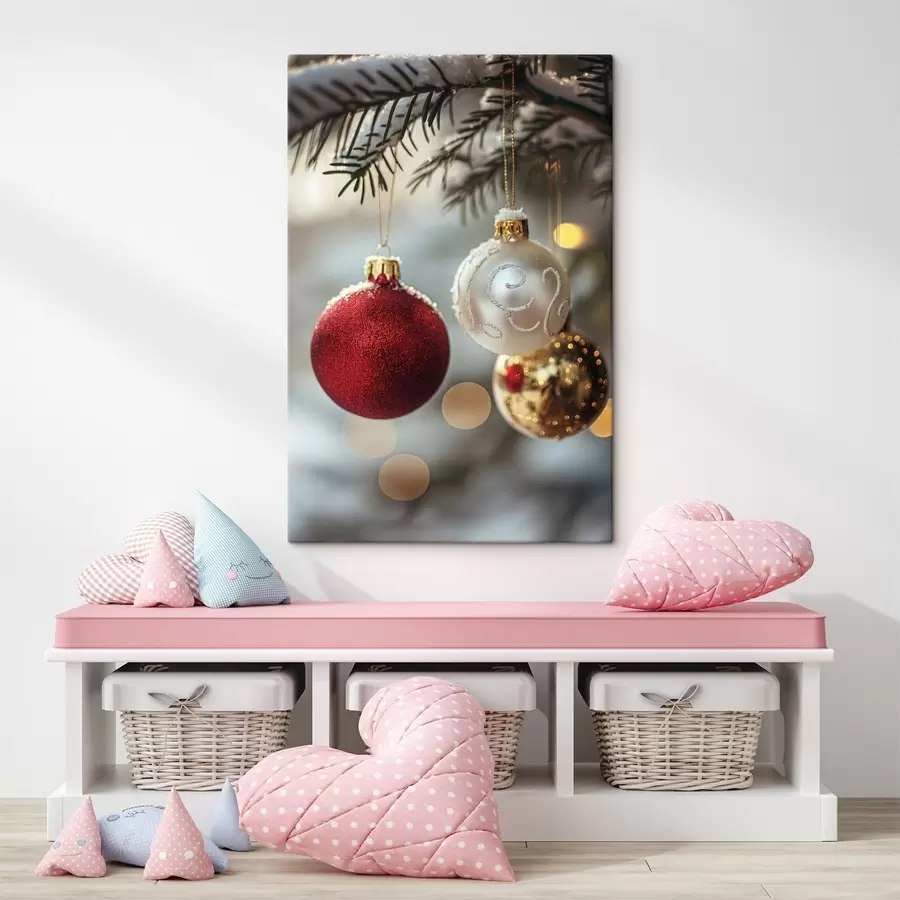 Fototapete Weihnachtskugeln s46588