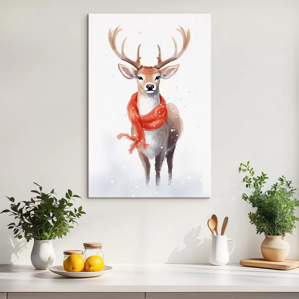 Fototapete Hirsch mit Schal s46594