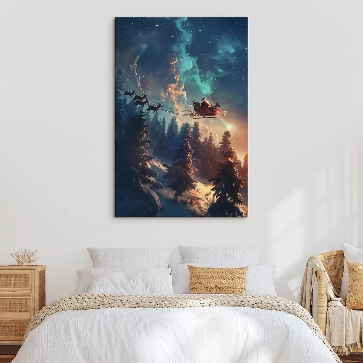 Fototapete Weihnachtsmann auf Rentier s46602