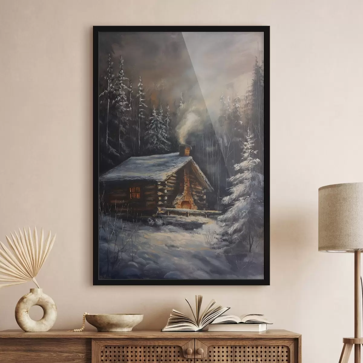 Poster Hütte in einem Winterwald f46606