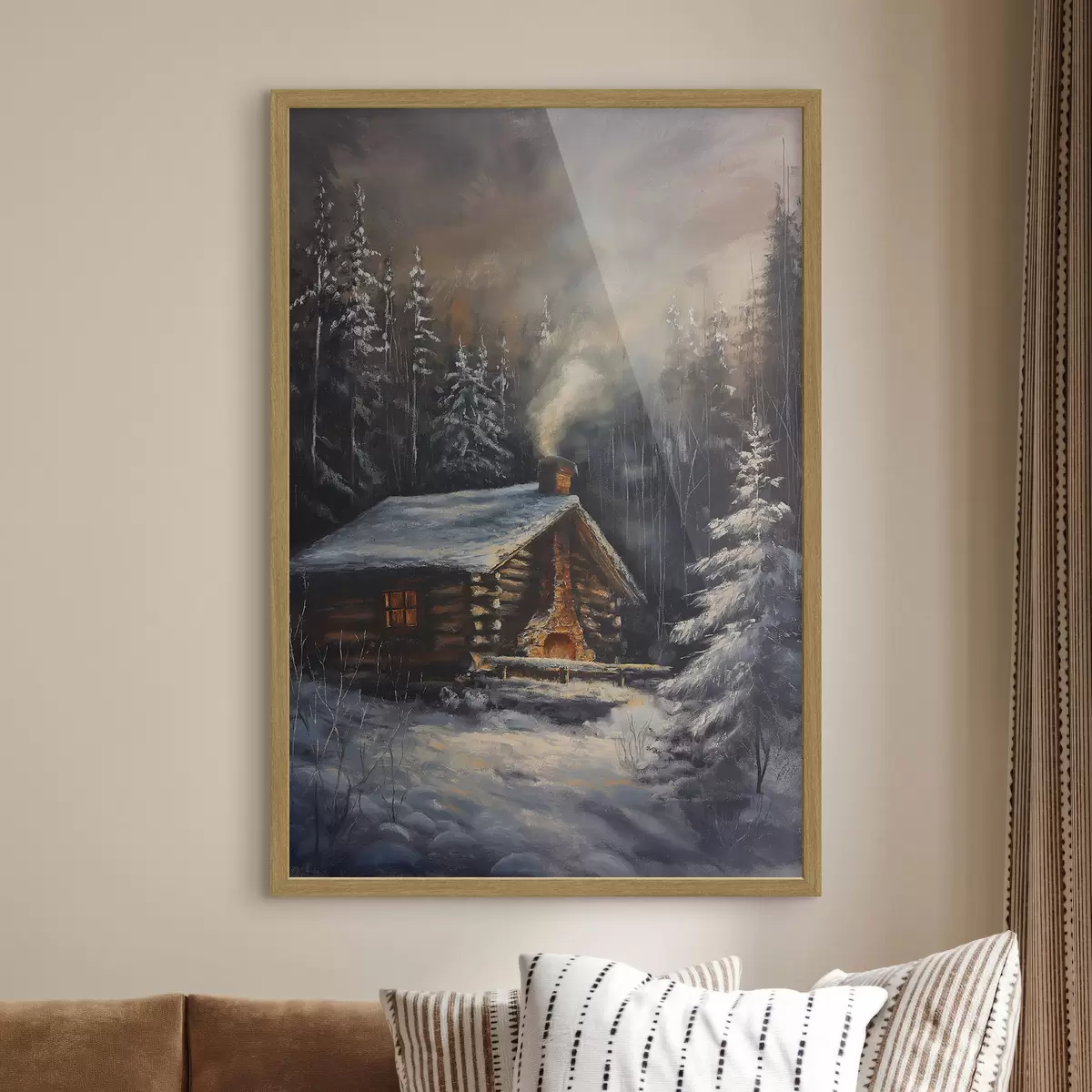 Poster Hütte in einem Winterwald f46606