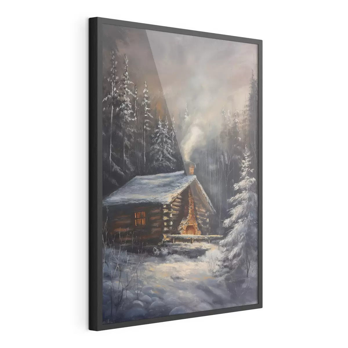 Poster Hütte in einem Winterwald f46606