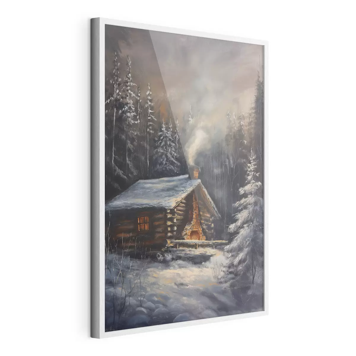 Poster Hütte in einem Winterwald f46606