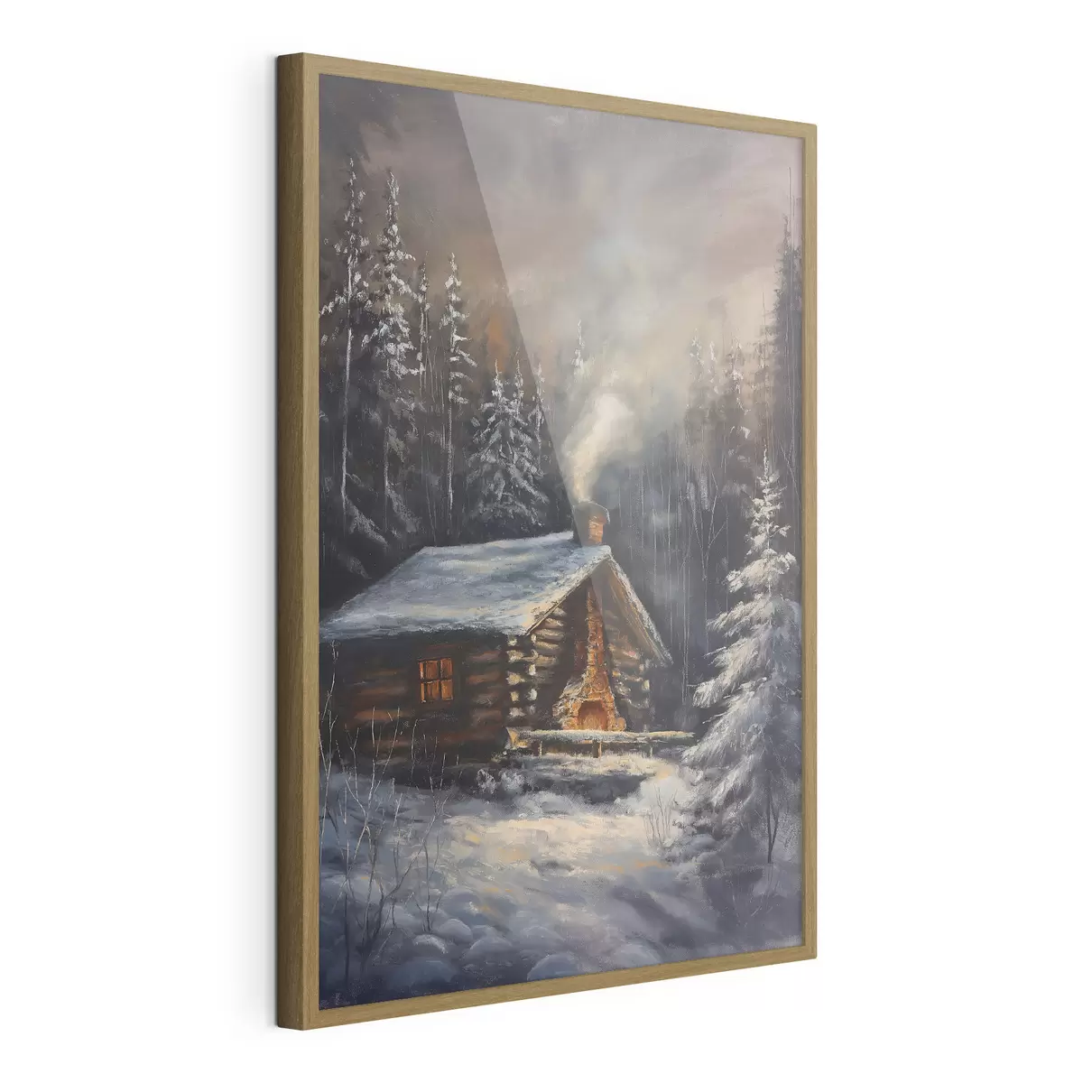 Poster Hütte in einem Winterwald f46606