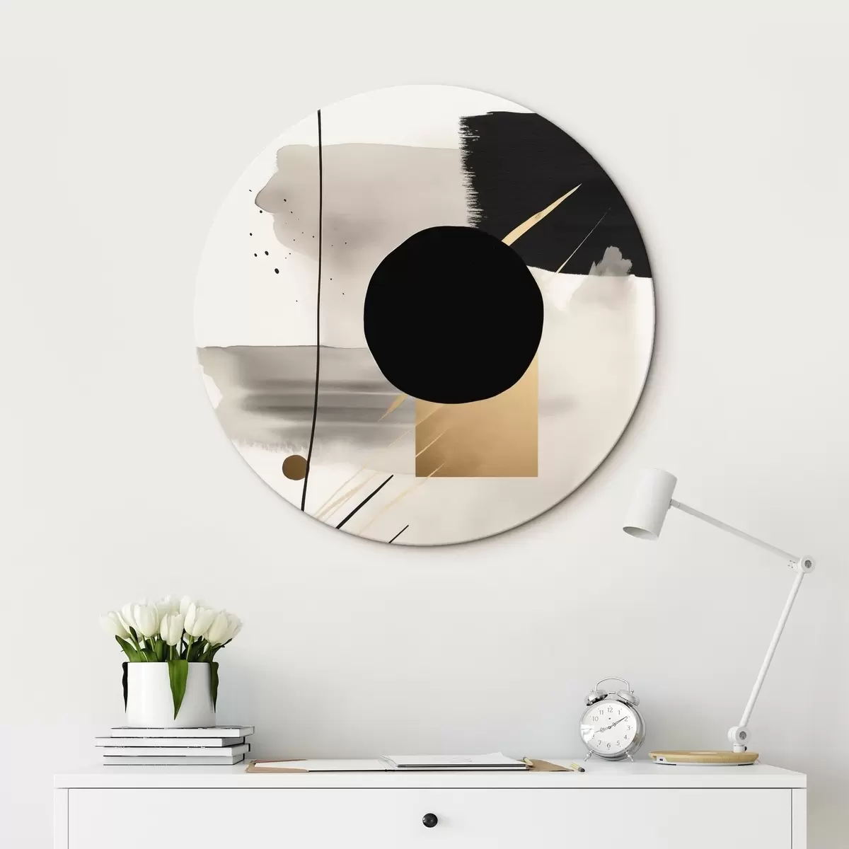 Runde Wandbilder Abstraktionen mit Formen r46572