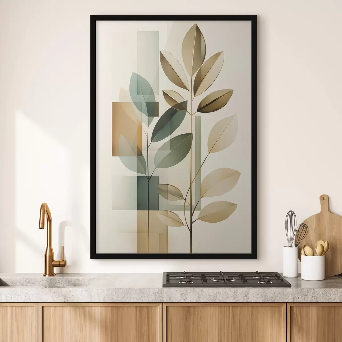 Poster Geometrische Abstraktion mit Blättern f46581