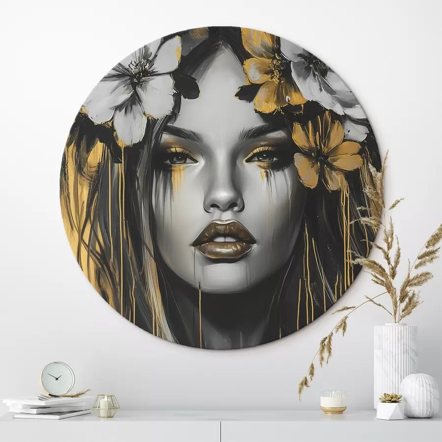 Fototapete Abstraktes Porträt einer Frau mit Blumen r46454