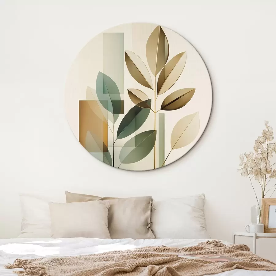 Fototapete Geometrische Abstraktion mit Blättern r46581