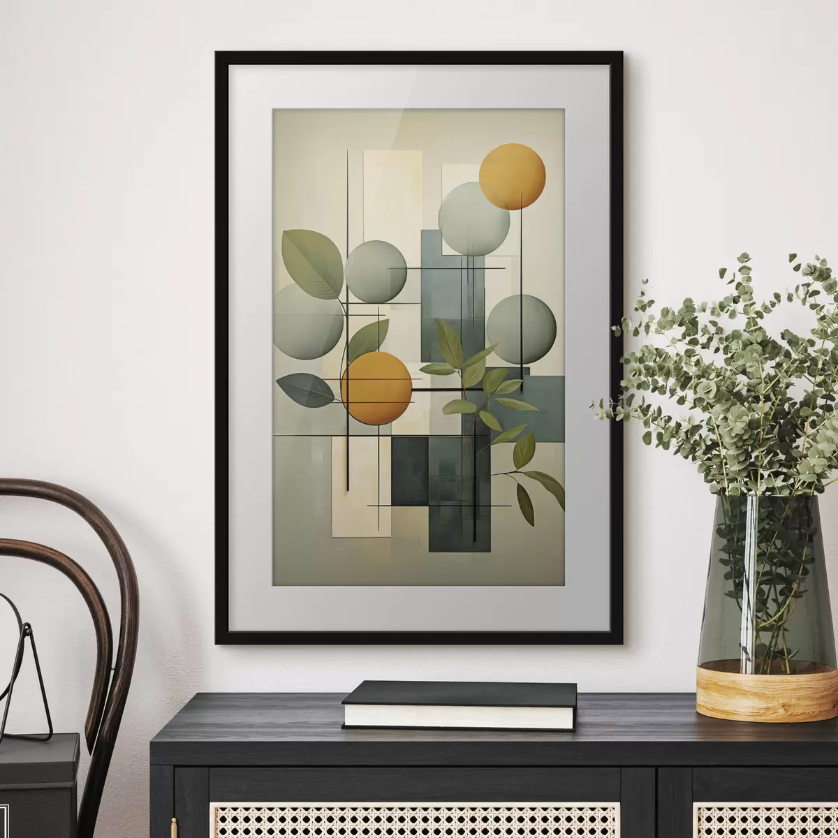 Poster Geometrische Abstraktion mit Pflanzen f46579