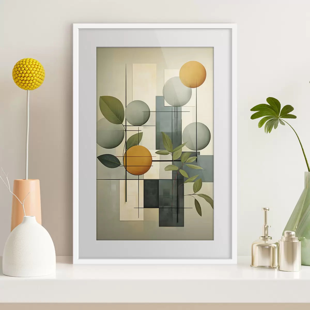 Poster Geometrische Abstraktion mit Pflanzen f46579