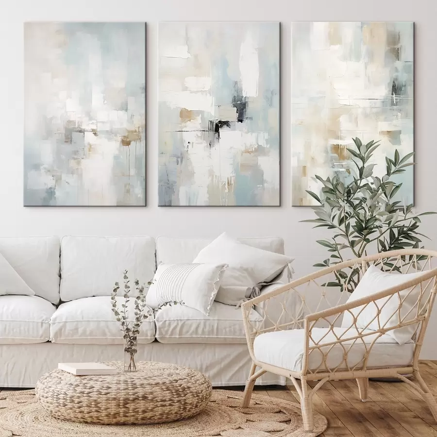 Fototapete Luftige, abstrakte Farbpalette: Weiß, Beige und Hellblau m00966